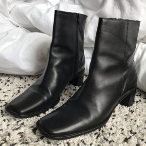 Coach Evonne black leather square toe boot